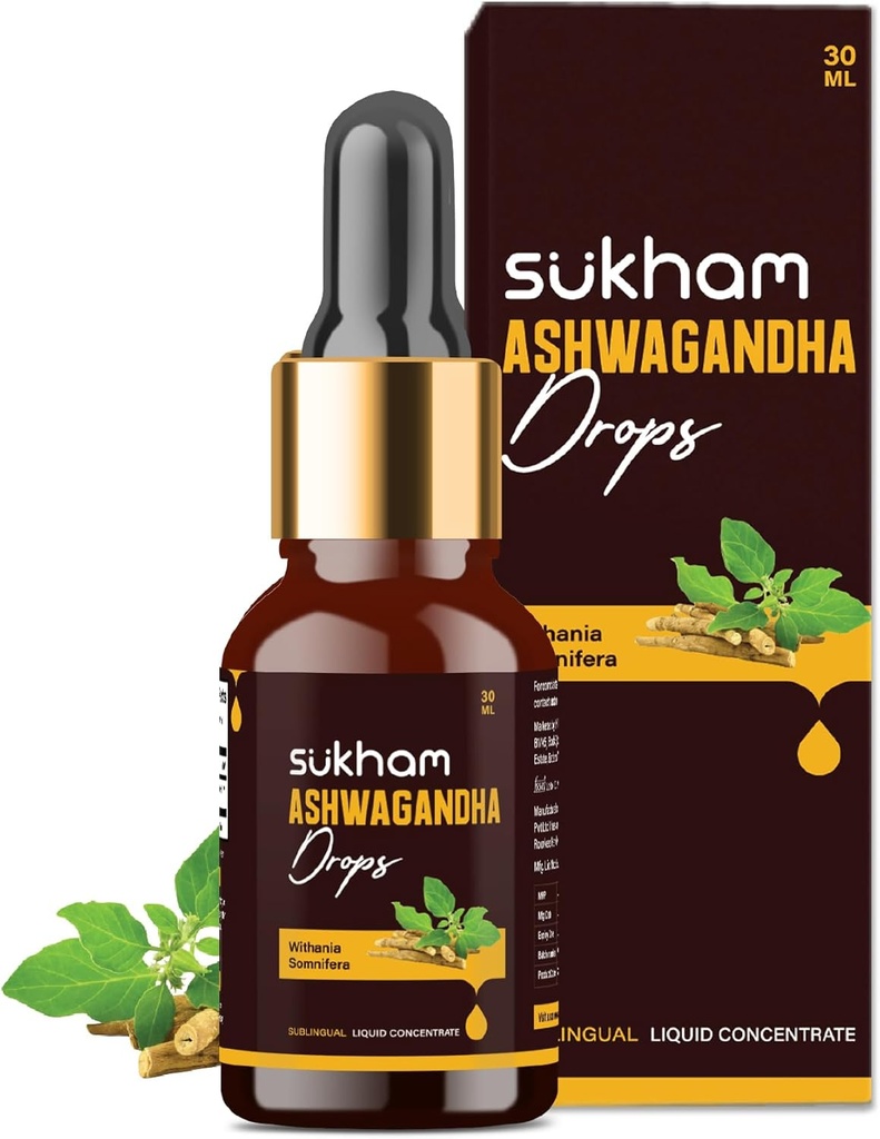 Ashwagandha Liquid Drops- Ashwagandha Root Extract | 3rd Parti Lab Test Edildi | Daha İyi Enerji & Immunity | 1 FL.OZ (40 Hizmet)- Withanolides ve Withaferins
