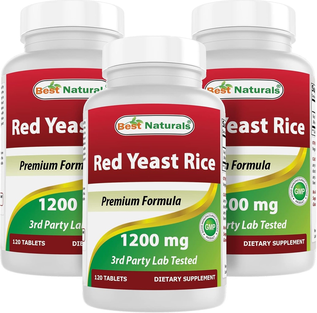 En İyi Doğallar Red Yeast Rice 1200 mg (Non-GMO) 120 Tablet (120 Count (Pack of 3))