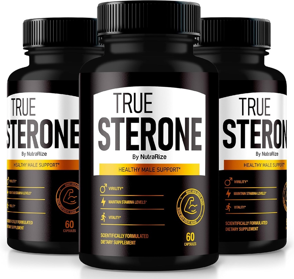 NutraRize (Pack of 3 True Sterone for Men – All-Natural Daily Formula Made to Support Energy, Trust, and Balanced Health. Νιώστε το καλύτερό σας με μόλις 2 χάπια εύκολο να Swallow την ημέρα (180 κάψουλες)