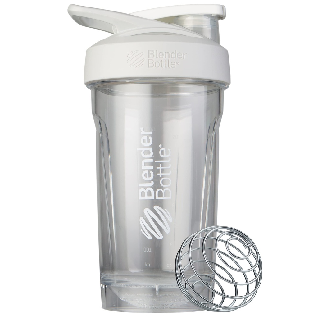 BlenderBottle Sport Shakeer Μπουκάλι με Wire Whisk, 24 Ounce, White – Protein Shakes & Hydration για Αθλητές & Fitness Enthusiasts, Easy Mixing, Durable & Lightweight, Lockable Lid