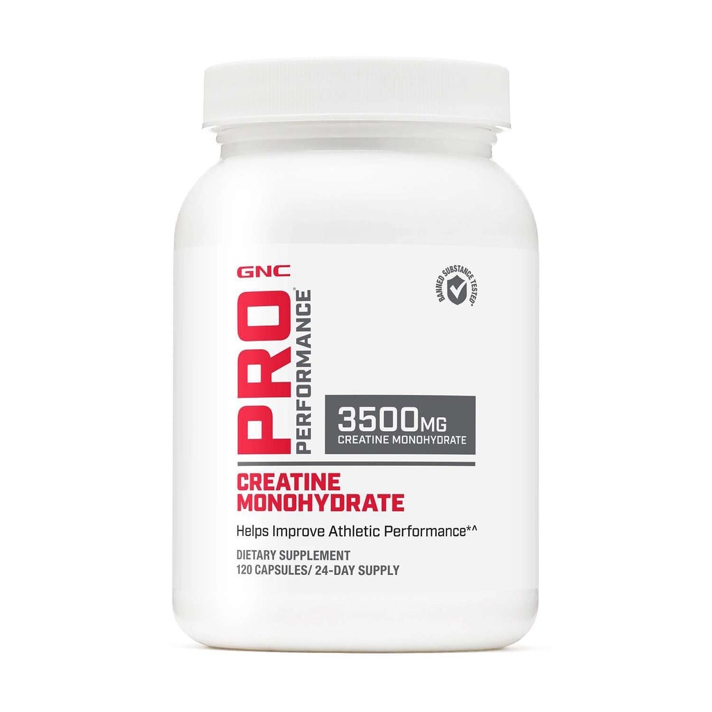 GNC Pro Performance Kretine Monohidrat 3.5g Supplement, Kas Building, Endurance ve Performansı, 120 Capsules, 24 Hizmetler