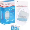 Transparent Film Dressing 4" x 4.75" (10 Pack) - Waterproof Adhesive Wound Bandages for Post-Surgical Shower, IV Shield, Tattoo Aftercare, Clear Breathable Dressing Patches by HEALQU