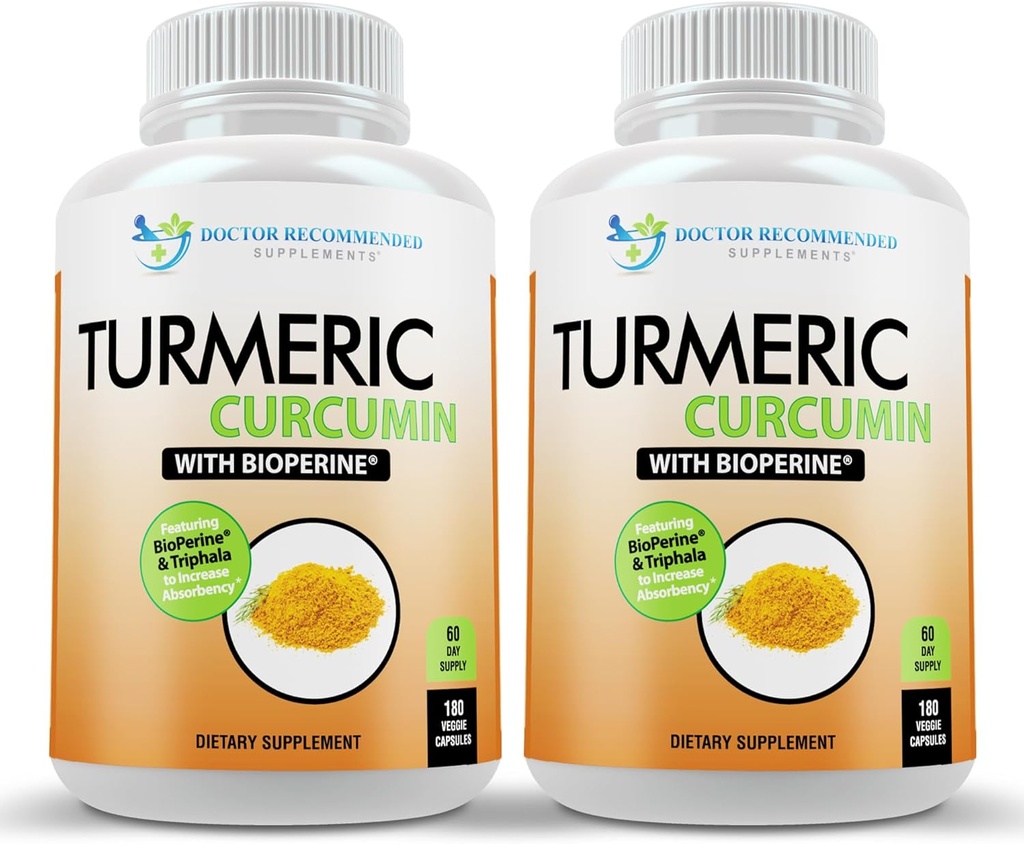 Turmeric Curcumin Supplement - 2250 mg /d - Veggie Caps - Black Pepper Extract (Bioperine) ile% 95 Curcuminoids - 750 mg Capsules - 100% Organik - En Güçlü Turmeric (Pack of 2)