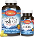 Carlson - The Very Finest Fish Oil, 700 mg Omega-3s, Norveç Fish Oil Supplement, Wild Caught Omega-3 Fish Oil, Sustainable Sourced Fish Oil Capsules, Omega-3 Supplement, Orange, 120+30 Softgels