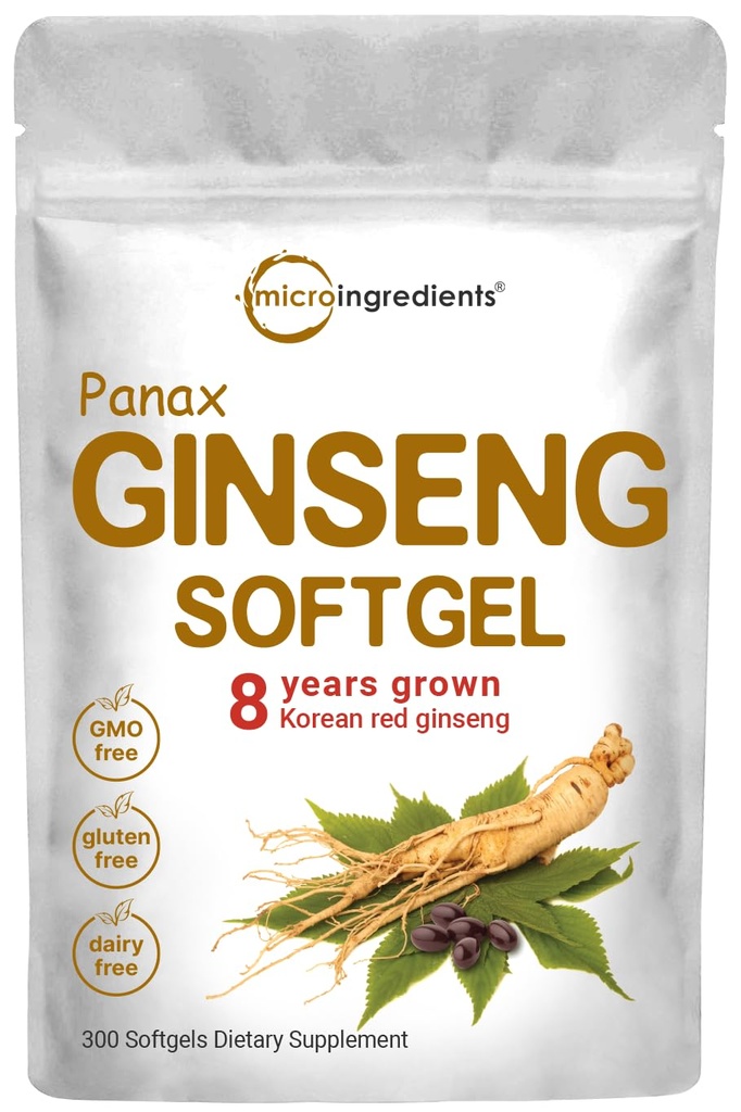 Micro Materialss Red Panax Ginseng Supplement 6.000mg Per Servis, 300 Softgels | Yüksek Potency Korean Reality Root Extract with Active Ginsenosides | Supports Energy & Immune Health | Non-GMOMO