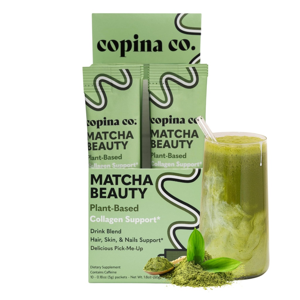 Copina Co. Matcha Beauty Vegan Collagen ATM İçgörü: Plantive Collagen Support Smoothie Drink Vegan Çeşitli Paket | Matcha Flavor | 10 Bireysel Çöp Paketleri PP başına 10