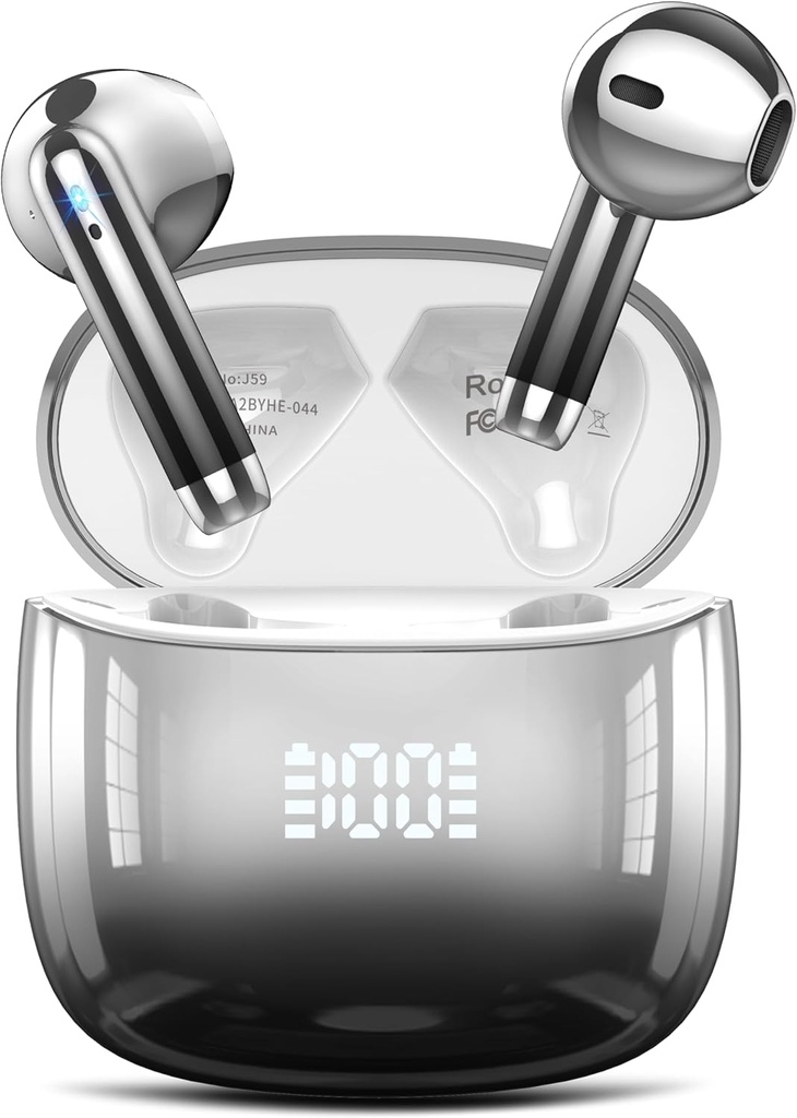 Ασύρματα ακουστικά, Bluetooth ακουστικά 48H Playtime Ear Buds με LED Power Display, IPX7 Αδιάβροχα Bluetooth 5.4 Earbuds in-Ear με 4 Mic για Android iOS Cell Phone Laptop, Μαύρο