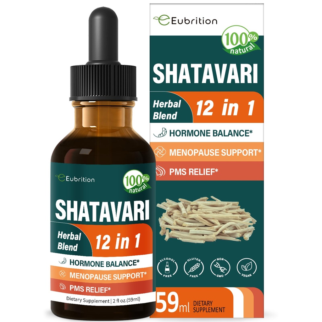 Shatavari (Shitabari) Kadın Destek Menopause Relief, Herbal Supplement for PMS Support, 12in-1 Formula with Wild Yam, Vitex Berry Extract.
