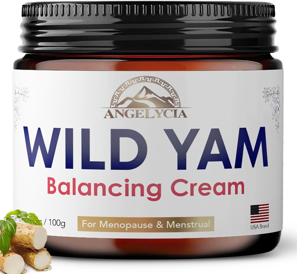 ANGELYCIA Wild Yam Cream for Hormon Dengesi | Kadınlar için Hormon Dengesi | Estrogen Krem | 100% Saf Organik | PMS için Organik | Perimenopause & Menopause Desteği | Tüm Ciltler