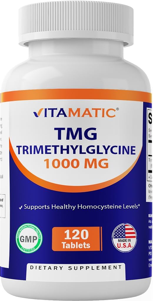 Vitamatic TMG Supplements 1000 mg - Tritilglycine - Betaine Anhidrus - 120 Tablet - 120 hizmet - Non-GMO & Gluten Ücretsiz