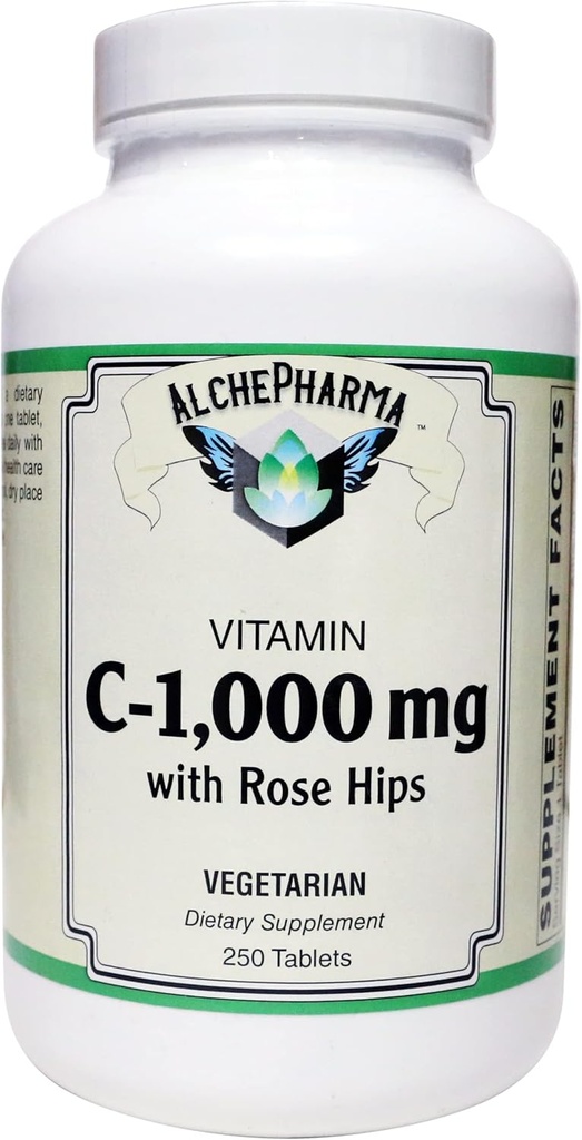 C- 1000mg (ασκορβικό οξύ) με 50 mg Rose HIPS - Χωρίς γλουτένη καλαμποκιού σόγιας (250 δισκία)