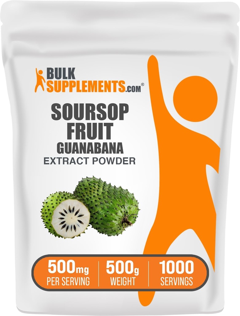 BulkSupplements.com Soursop Fruit Extract Toz - Guanabana Ekstraksiyon, Herbal Supplement - Gluten Free, 500 mg per Service, 500g (1.1 lbs) (Paket of 1)