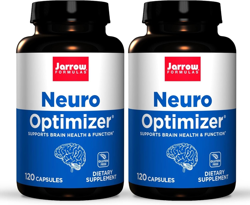 Jarrow Formulas Neuro Optimizer - 120 Capsules, 2 - Beyin Sağlığı ve Antioksi Desteği Paketi - 7 Neuro Nutrients - Gluten Free - 60 Toplam Hizmetler