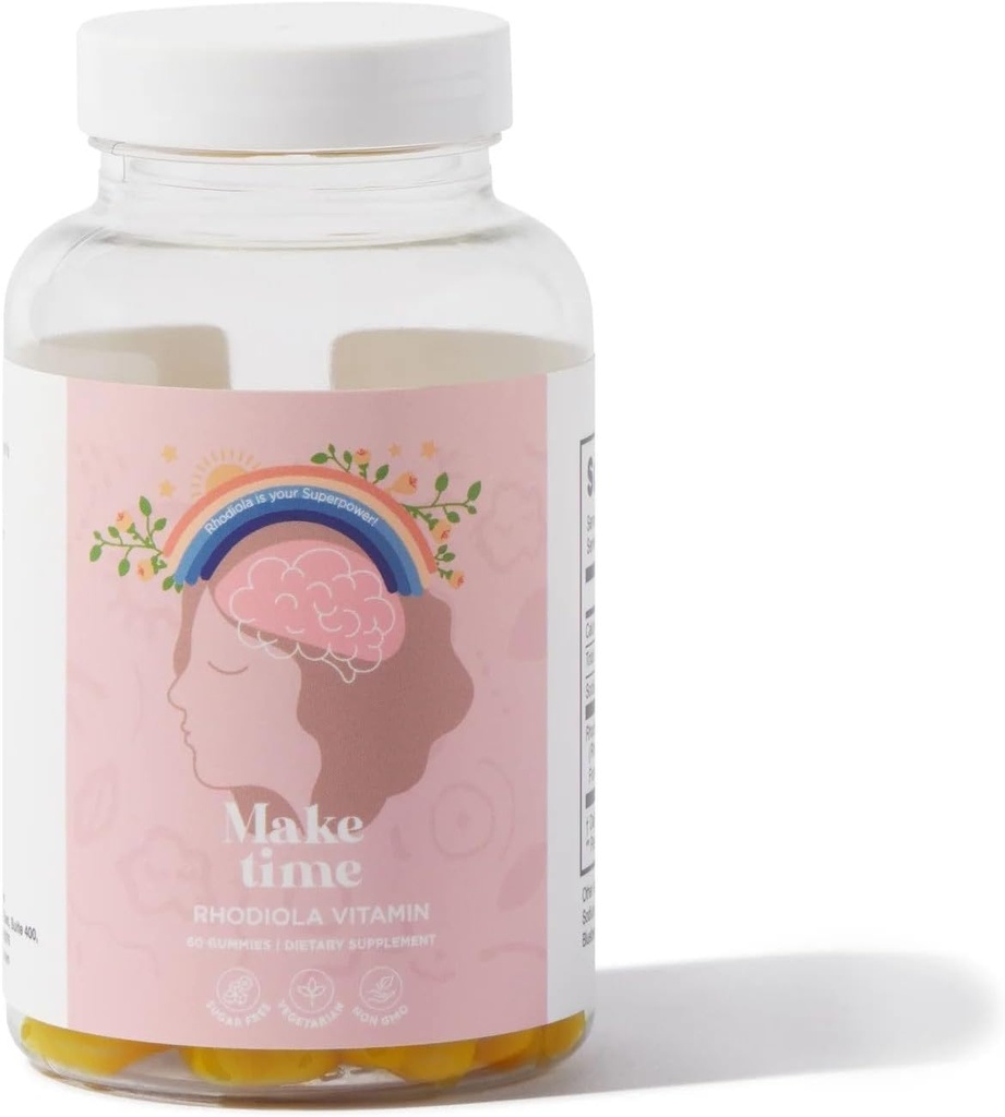 MAKE TIME Women's Rhodiola Gummies for Brain Health and Stress | Maltitol Çözüm, Izoalt, Pectin, Citric Acid, sodyum Citrate, Sebze Oil, Carnauba Wax (30 hizmet)