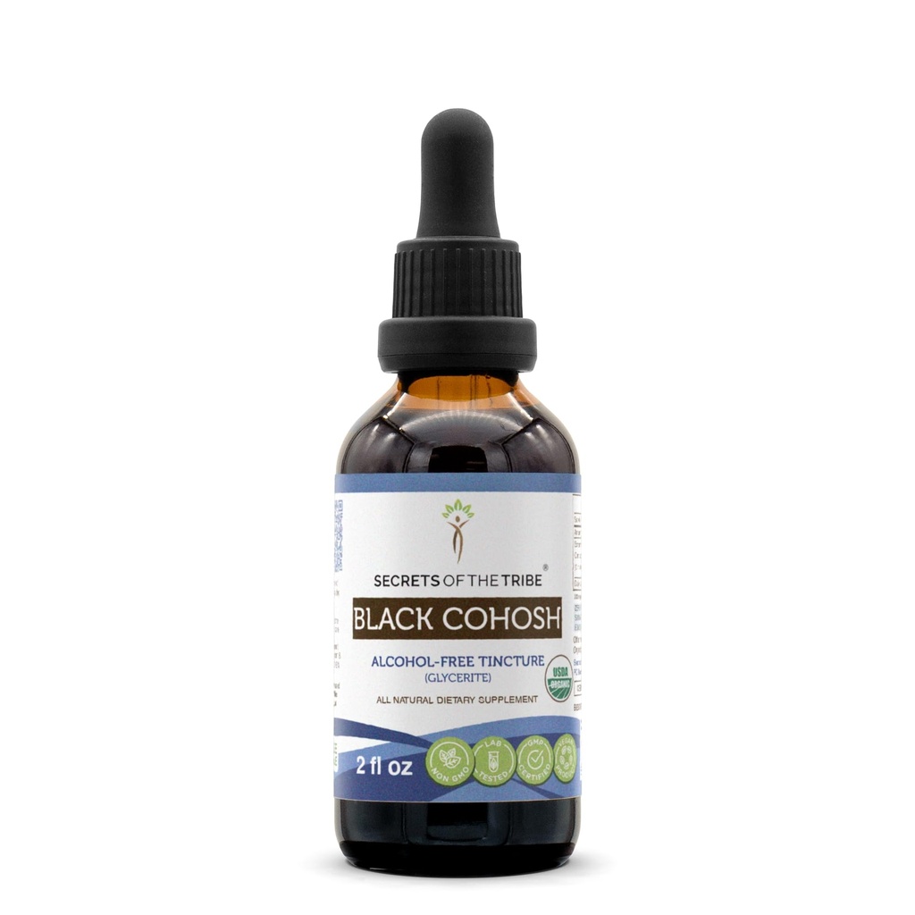 Tribe Black Cohosh USDA Organik | Alkol Özgür Tür, Yüksek Yeterlilik Herbal Drops | %100 sertifikalı Organik Siyah Cohosh (Cimicifuga Racemosa) 2 ozz