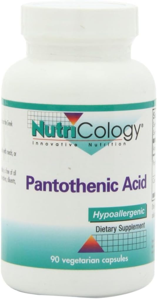 Nutricology Pantothenic Acid - Vitamin B5 for Men & Women,uba, 500 mg Supplement, Pure, Organic, Vegetarian Capsules - 90 Count
