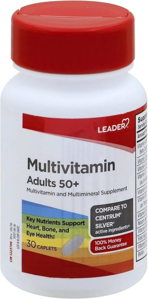 Leader Multivitamin Yetişkin 50+ Caplets 30 ct Pack of 1