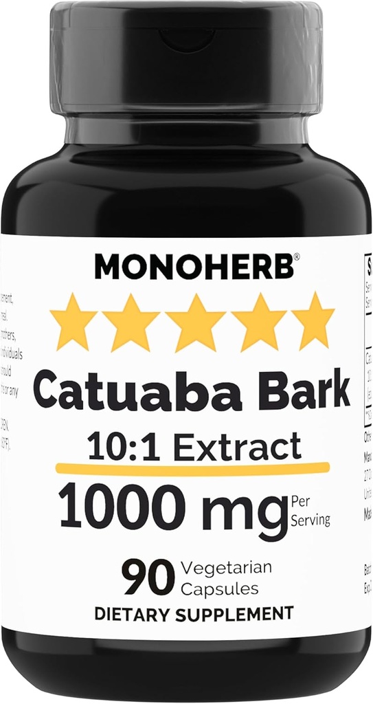 MONOHERB Catuaba Bark Extract 1000 mg - 90 Vegetarian Capsules