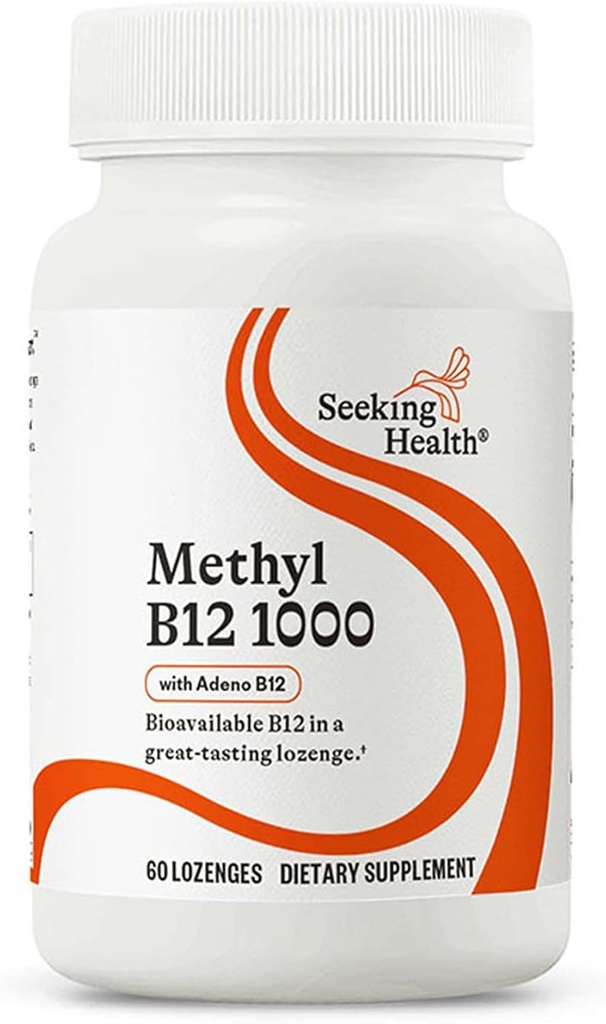 Αναζητώντας Υγεία Μεθύλιο B12 1000, 1000 mcg B12 ως Αδενοσυλοκοβαλαμίνη και Μεθυλοκοβαλαμίνη, Υποστηρίζει τα επίπεδα ομοκυστεΐνης και μεθυλίωσης, Υποστήριξη MTHFR, Vegan και χορτοφάγους (60 lozenges)*