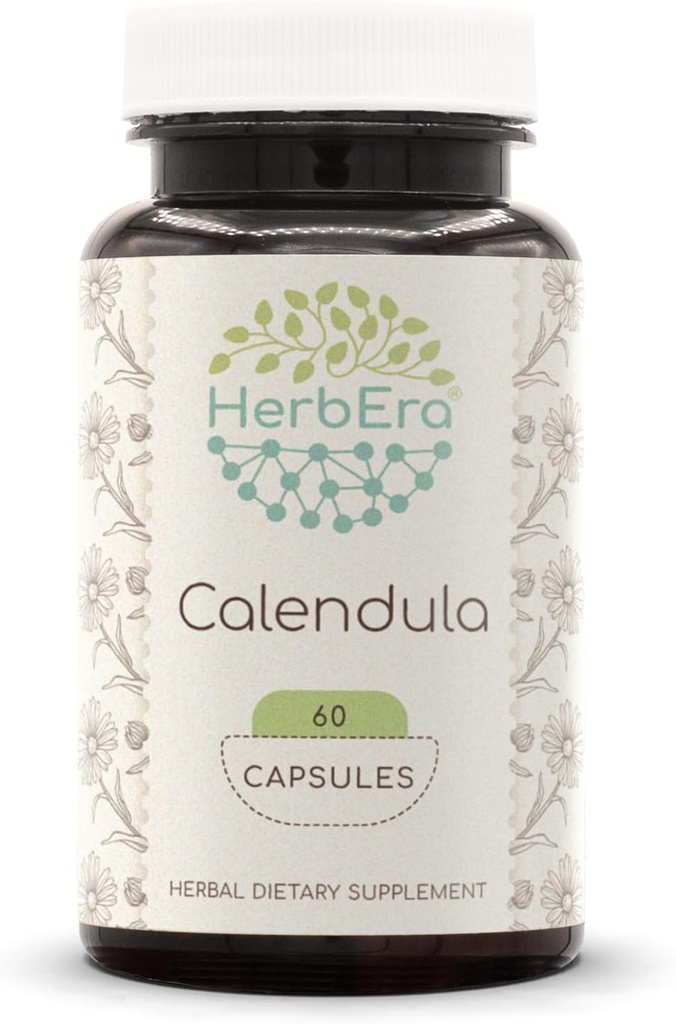 HerbEra Calendula 60 Capsules, Calendula (Calendula Officinalis) kuru Çiçek (60 Capsules)