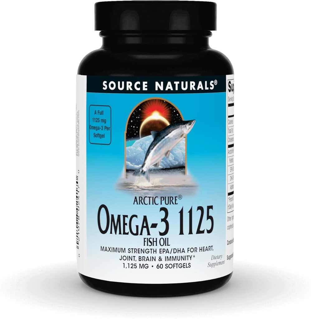 Doğals Arctic Pure Omega-3 Fish Oil, Kalp, Ortak, Beyin ve Immunity - 1125 mg - 60 Softgels