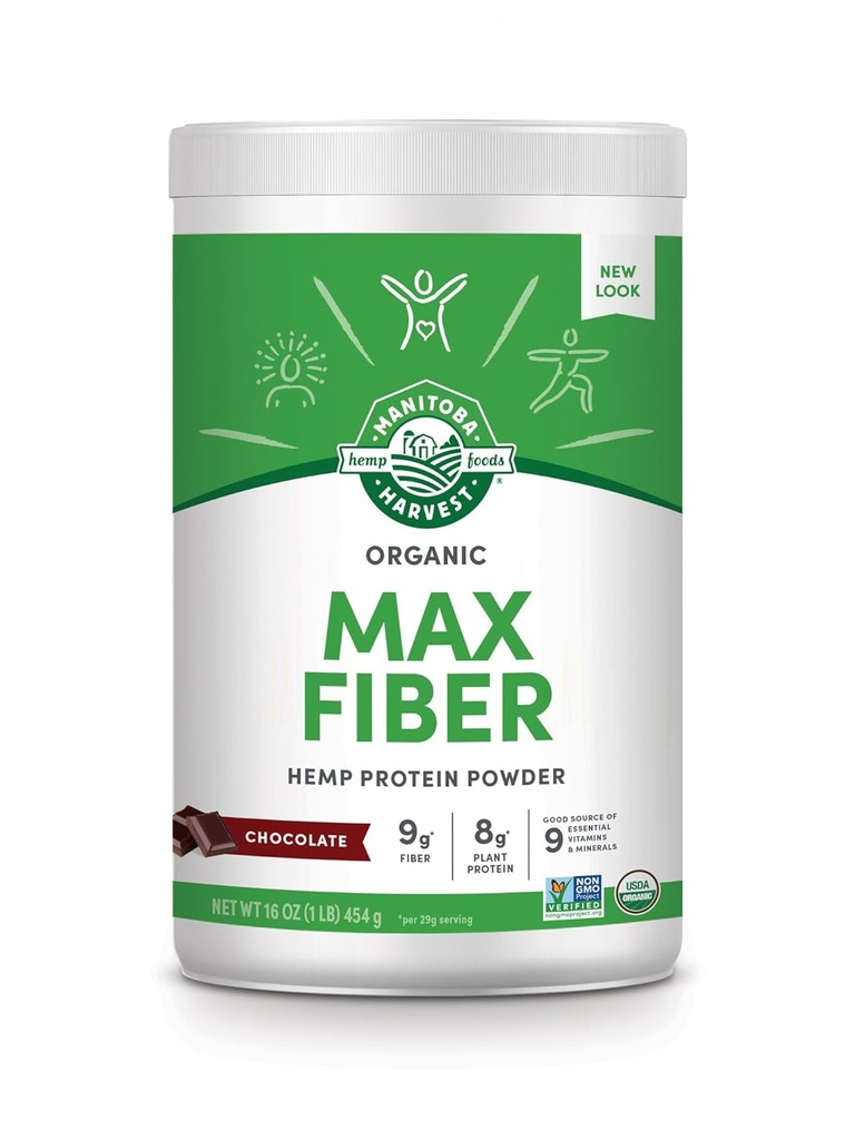 Manitoba Harvest Hemp Evet Organik Max Fiber Protein Toz, Omegas 3 &6 hizmet başına, Brown, Chocolate, 16 Ounce, Ambalaj Vary