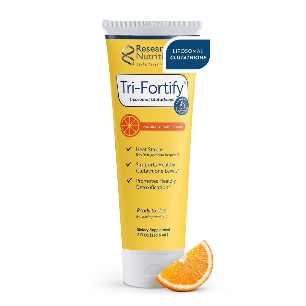 Araştırmalı Nutritonals Tri-Fortify Liposomal Glutathione Supplement Liquid Gel - Klinik Araştırmalı Detox & Immune System Support, Antioksi - Superior Abhidr - Natural Orange, 8 Fl Oz