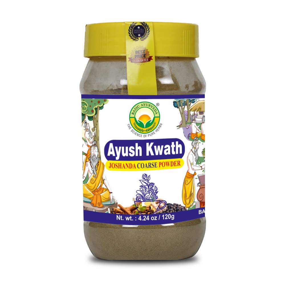 BASIC AYURVEDA Kwath Kadha Toz | 423 Oz (120g) | Cinnamon Ginger & Holy Basil | Organik Ayurvedic Toz Herbal Tea & Hot Drink Mixes | Throat Support