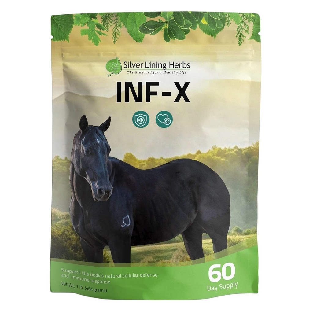 Gümüş Lining Herbs Equine INF-X - İyi Bakterilerin Atı Stresi ve Sağlıklı Düzeyleri - Equine Immune Sistemi için Doğal Destek - Equine Detoxification - 1 lb