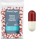 PureCaps USA - Boş Gelatin Capsules Boyutu 0 | 1.000 Joined Pills | Scarlet Red/White | Non-GMO sertifikalı | SLS, Gluten, Preservative Free Free Free