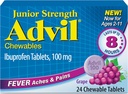 Advil Junior Strength Chewable Ibuprofen Pain Reliever ve Ateşleme, Çocuk Ağrı Yardımı için Ibuprofen, Grape - 24 Tablet