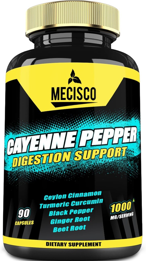 6in1 Cayenne Pepper Capsules with Ginger Root, Beet Root, and Black Pepper and More - 90 Capsules