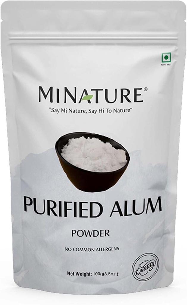 Mi Nature Alum Toz P Properties (Fitkari/Phitkari) - Acne için% 100 Doğal Skincare, Odor Control & Water Purification Face Mask for |Pore Refining 100g |Face Pack Toz |Cr