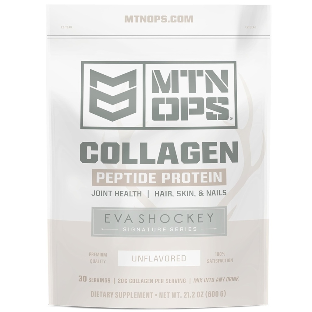 MTN OPS Collagen Peptide Protein Powder by Eva Shockey's Signature Series, 20g Unflavored Bovine Collagen Peptide Protein per Serving, Zero Sugar, Paleo Friendly, 30 Servings, 21.2 Ounce