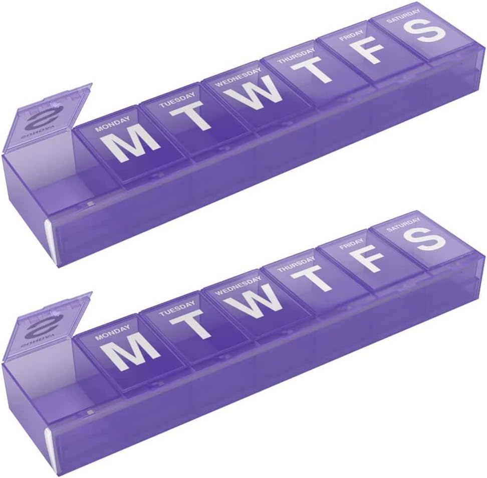EZY DOSE Εβδομαδιαία (7-Ημέρα) Διοργανωτής χαπιών, Ιατρική περίπτωση, Βιταμίνη Planner Box, 2X-Large κλείδωμα διαμερίσματα ασφαλή συνταγή φαρμακευτική αγωγή και την πρόληψη της χύτευσης, χρώματα μπορεί να Vary (XXL - 2 Pack)