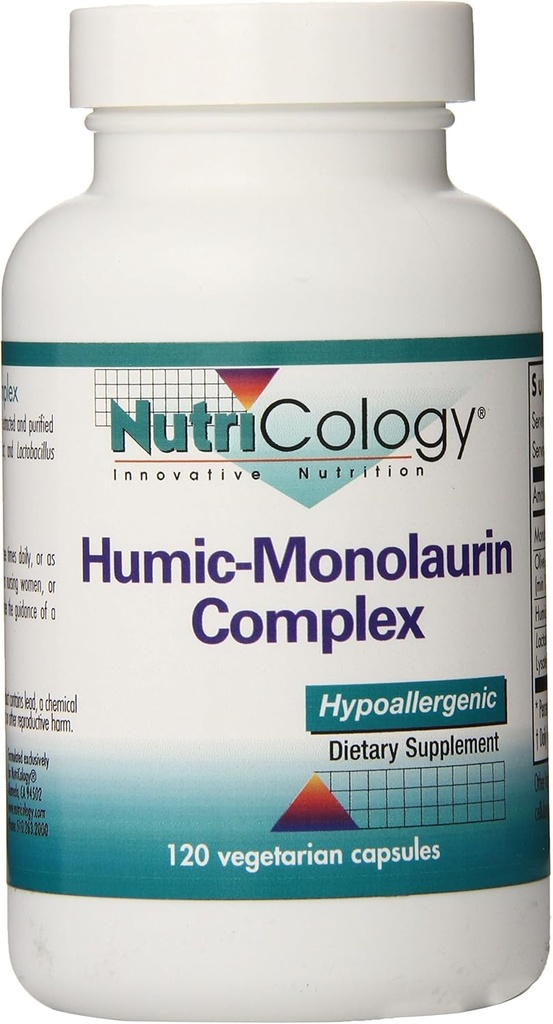 Nutricology Humic-Monolaurin Kompleksi - Immune System Support, Humic Acid Supplements, Olive Leaf, Vegetarian Capsules - 120