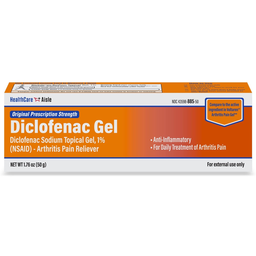 SağlıkCareAisle Diclofenac Gel, %1, Arthritis Pain Relief - 50 g tüpü - Orijinal Prescription Strength (NSAID)