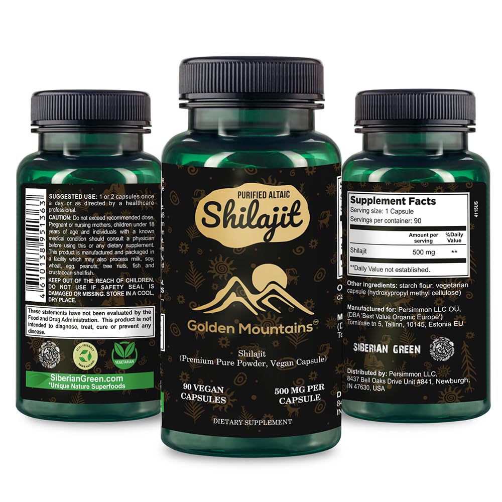Altın Dağlar Shilajit Vegan Capsule 500 mg Pure Altai 90 Kont Premium Trace Minerals