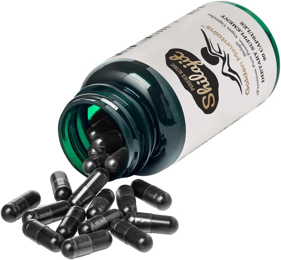 Golden Mountains Shilajit Vegan Capsule 500mg Pure Altai 90 Count Premium Trace Minerals