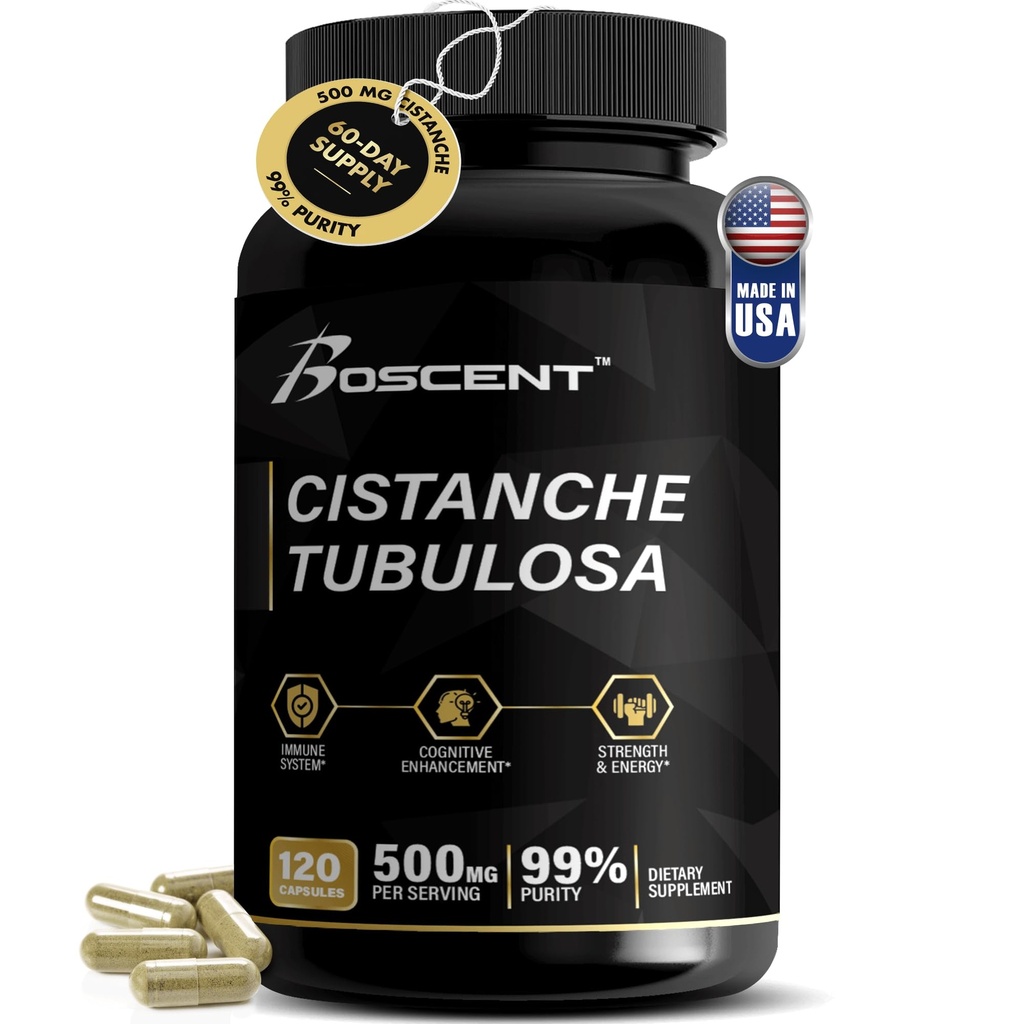 Premium Cistanche Tubulosa Extract 500 mg (120 Capsules) -% 50 Echinacosides,% 10 Acteosides - Natural Nootropic for Stamina, Immunity and Memory - No Fillers, Hormon Dengesi - Erkekler için Güçlü Patlama
