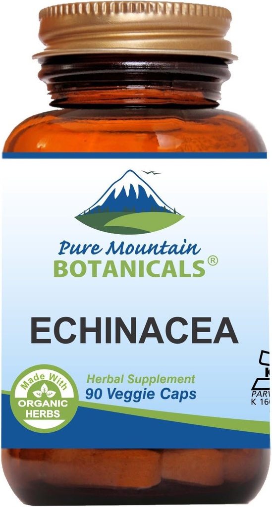 Saf Dağ Botanikleri Echinacea Capsules Supplement - Kosher Vegan Caps with 420 mg Organik Echinacea Roots