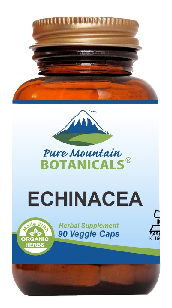 Saf Dağ Botanikleri Echinacea Capsules Supplement - Kosher Vegan Caps with 420 mg Organik Echinacea Roots