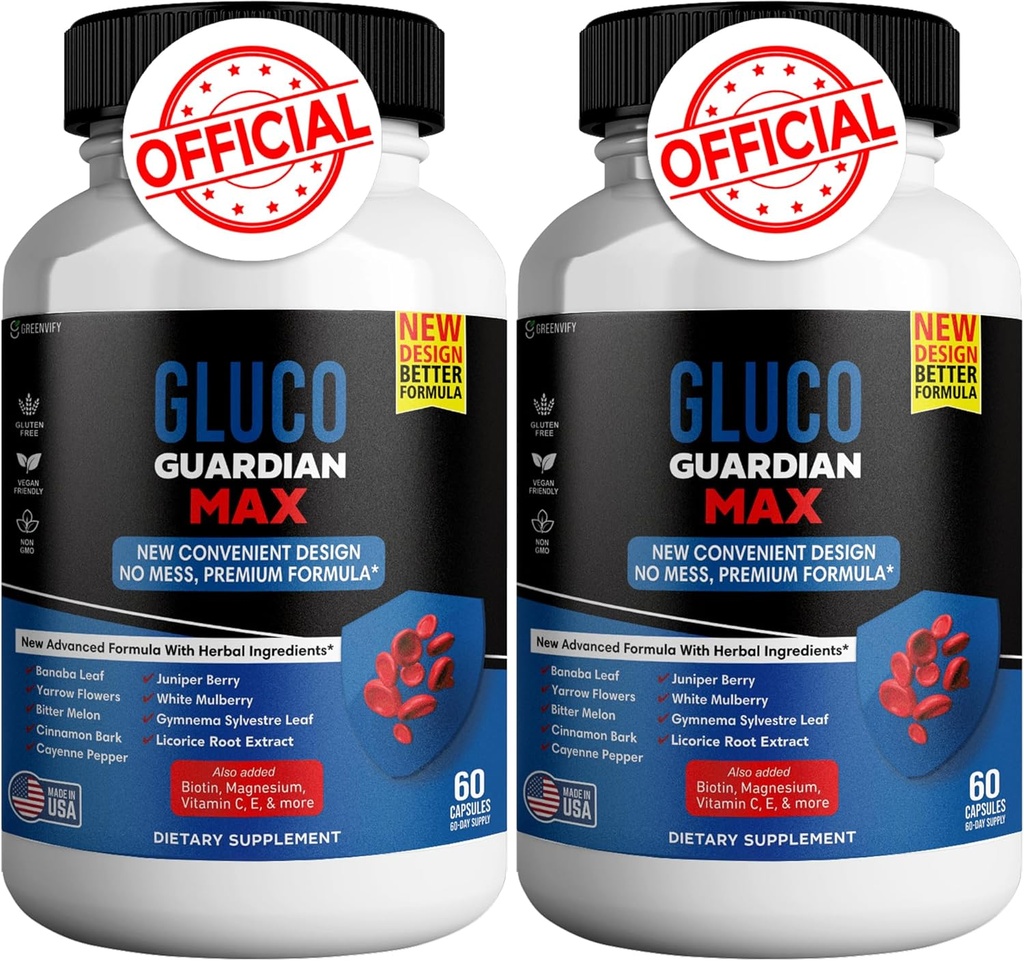 Gluco Guardian Max Advanced Wellness Support Capsules – Vitamin, Mineral ve Herbal Supplement Magnezyum, C, çinko ve Banaba Leaf – Non-GMO, Gluten-Free – 120 Capsules (2)