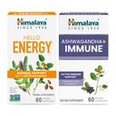 Himalaya Hello Energy with Ashwagandha for Adrenal Support & Daily Energy and & Ashwagandha +Immune with Vitamin C for Active Immune Support, 60 Κάψουλες κάθε - Bundle