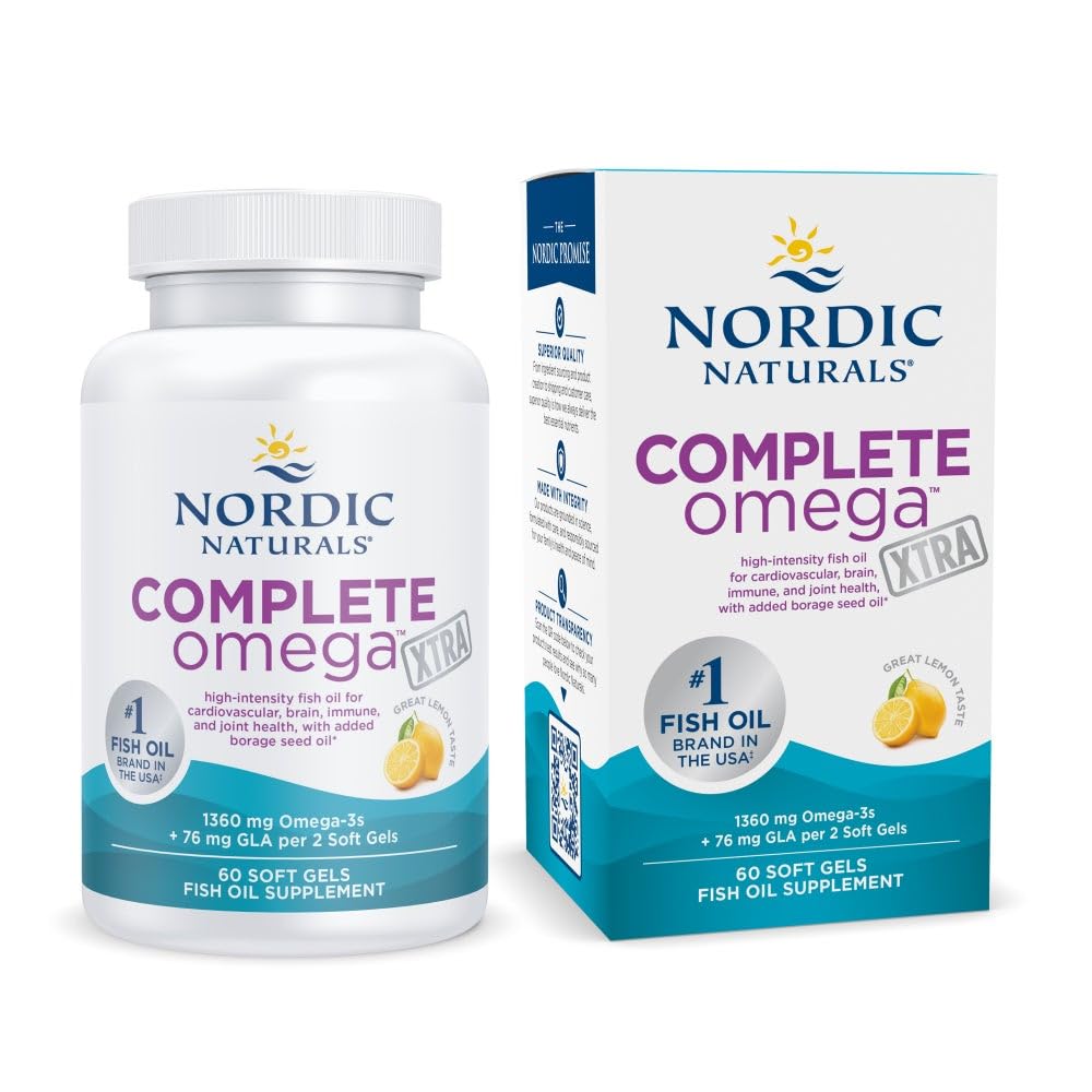 İskandinav Naturals Tamam Omega Xtra, Limon - 60 Soft Gels - 1360 mg Omega-3 + 76 mg GLA - Sağlıklı Skin - Cognition - Non-GMO - 30 Hizmet