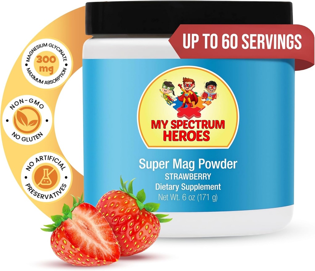 My Spectrum Heroes Calm Magnezyum Toz - Gentle Glycinate Drink Mix for Relaxation, Sleep Support, Digestive Health ve Stres Yardımı - Vegan, Gluten-Free, 6oz (171g)