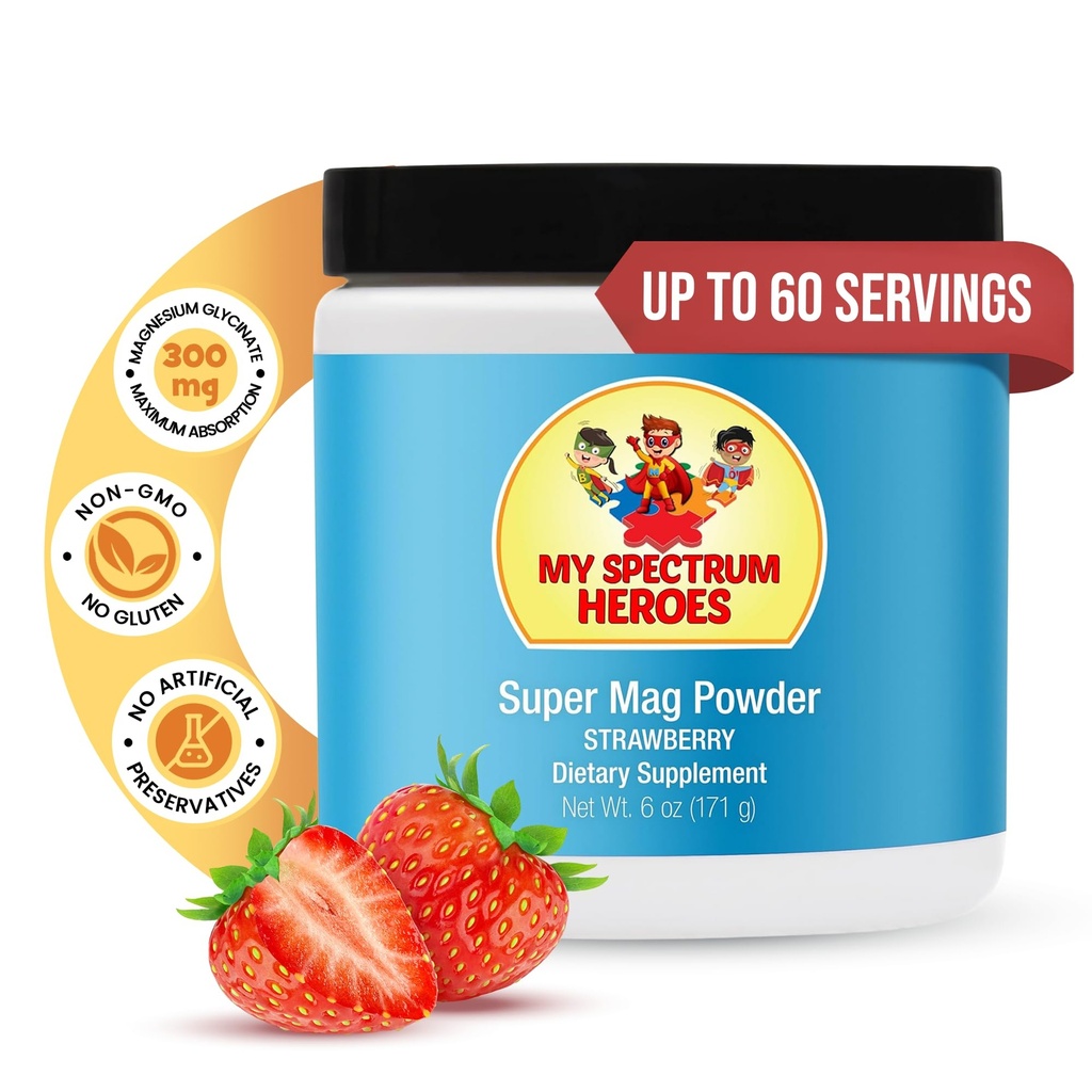 My Spectrum Heroes Calm Magnezyum Toz - Gentle Glycinate Drink Mix for Relaxation, Sleep Support, Digestive Health ve Stres Yardımı - Vegan, Gluten-Free, 6oz (171g)