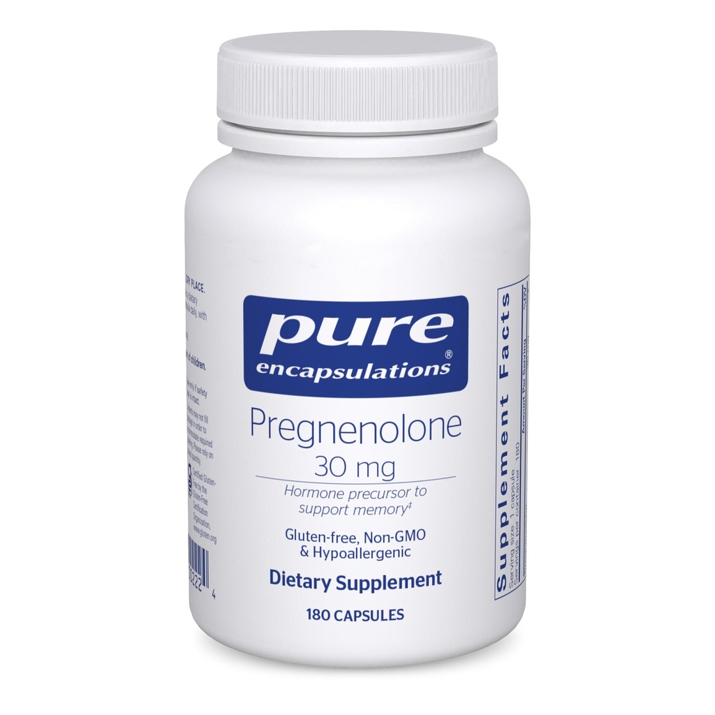 Pure Encapsulations Pregnenolone - 30 mg - Υποστήριξη ορμονών - Υποστήριξη μνήμης & Συμπλήρωμα εγκεφάλου - Χωρίς γλουτένη & Vegan - 180 κάψουλες
