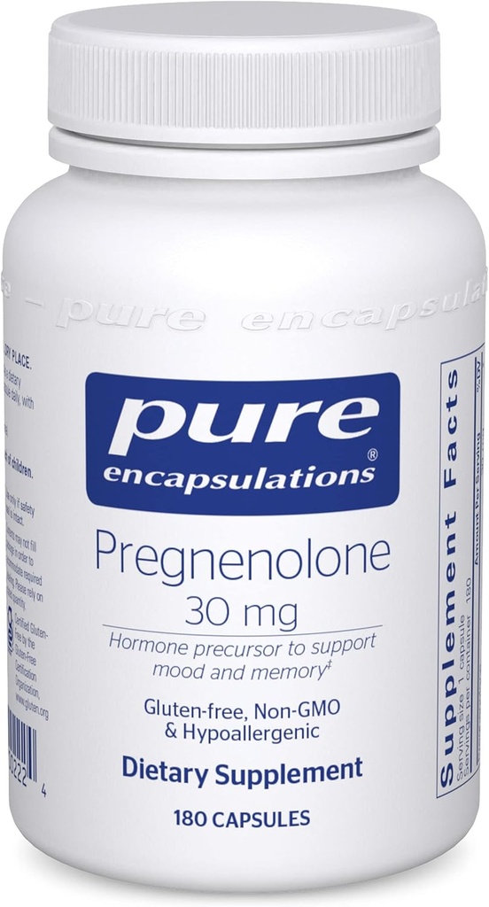 Pure Encapsulations Pregnenolone - 30 mg - Hormon Desteği - Memory Support & Brain Supplement - Gluten Free & Vegan - 180 Capsules