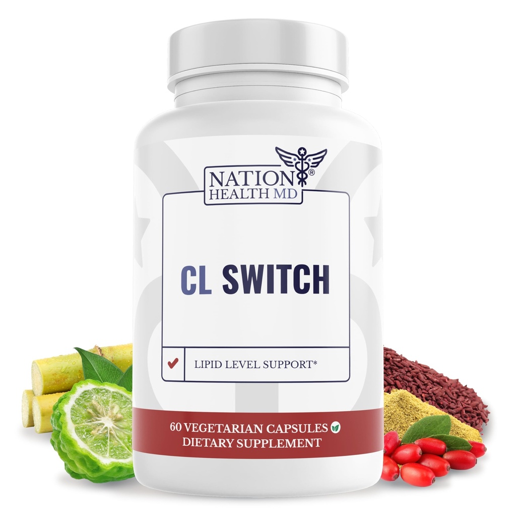 CL Switch – Heart Wellness Supplement – Υποστηρίζει υγιή επίπεδα χοληστερόλης & αρτηριακή πίεση Ήδη σε κανονική εμβέλεια* – με εσπεριδοειδή, βερβερίνη, κόκκινο ρύζι ζύμης – 60 κάψουλες